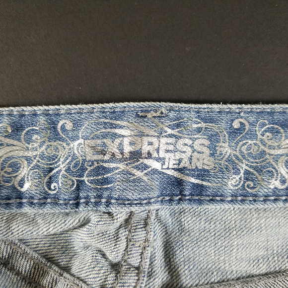 Short Express Jeans Boyfriend Blue Size 12 - Picture 7 of 8